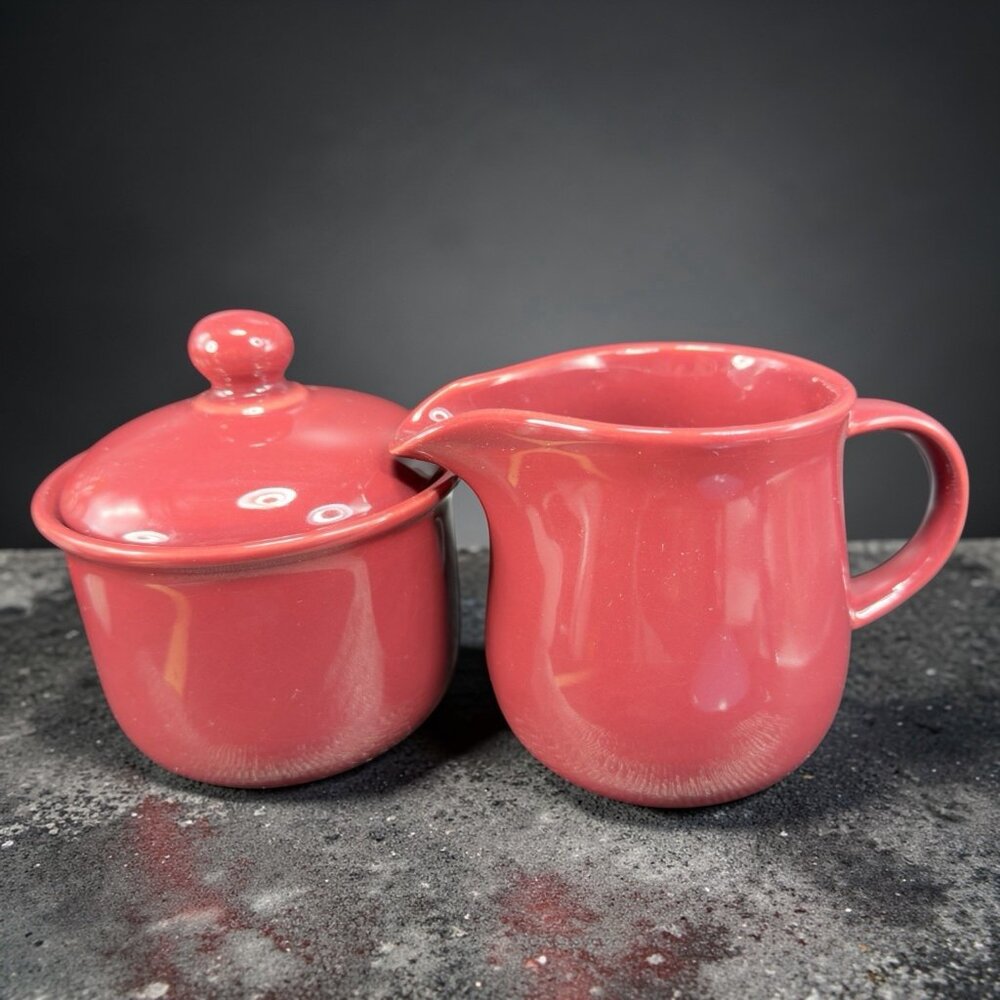 Vintage Nancy Calhoun Raspberry Sugar And Creamer Set Porcelain Made In Japan